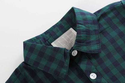 Blue Christmas Tartan Boy Dress Shirt