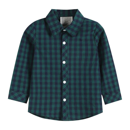 Blue Christmas Tartan Boy Dress Shirt