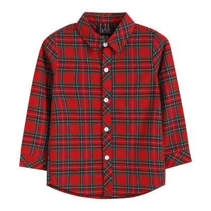 Classic Christmas Tartan Boy Dress Shirt