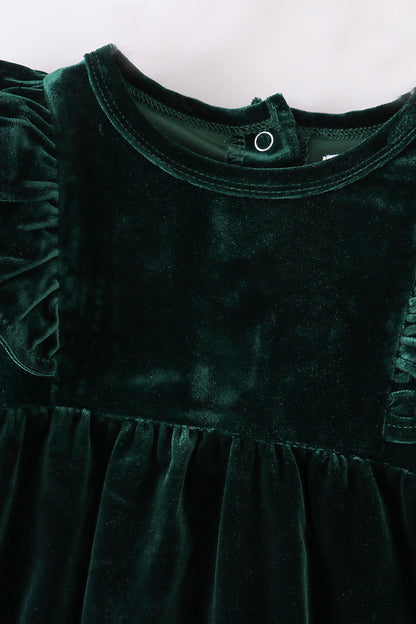 Festive Forest Green Velvet Ruffle Bubble