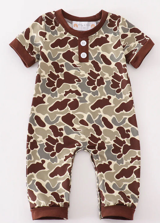 Brown Camo Boy Romper