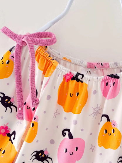 Halloween Pink Pumpkins Bell Bottom Set