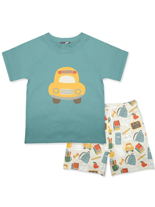 Boys Nile Blue Back to School Tee & Shorts Set