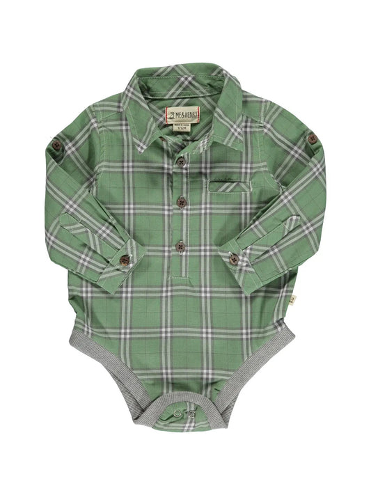 Sage Plaid Japser Woven Onesie