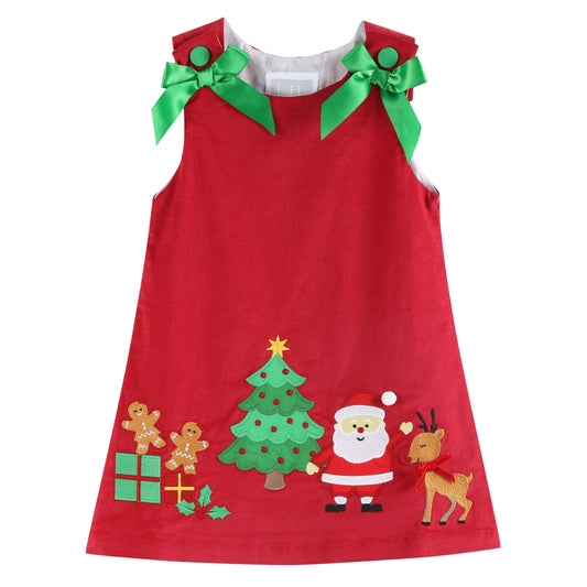 Christmas Cheer Appliqué Bow Dress