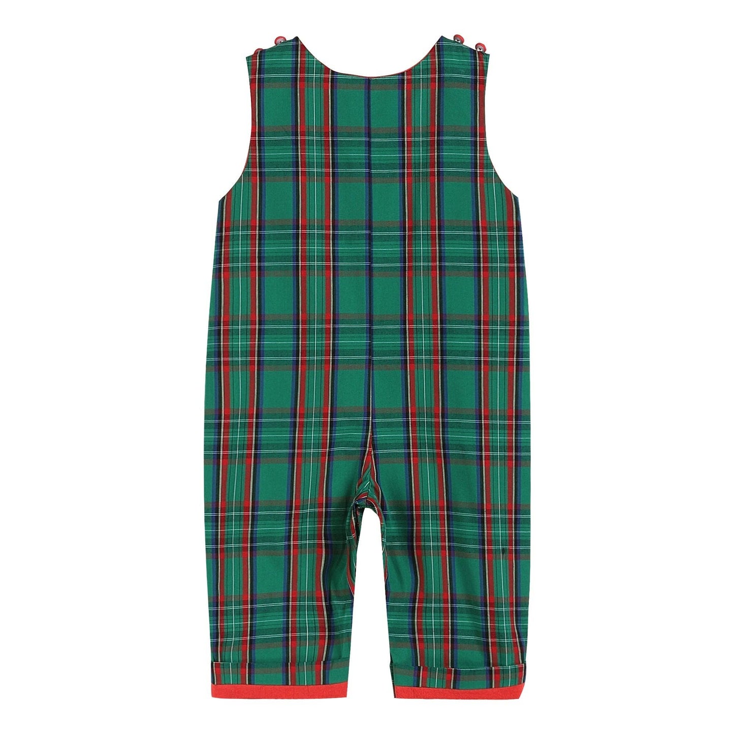 Holly Jolly Santa Green Gingham Overalls